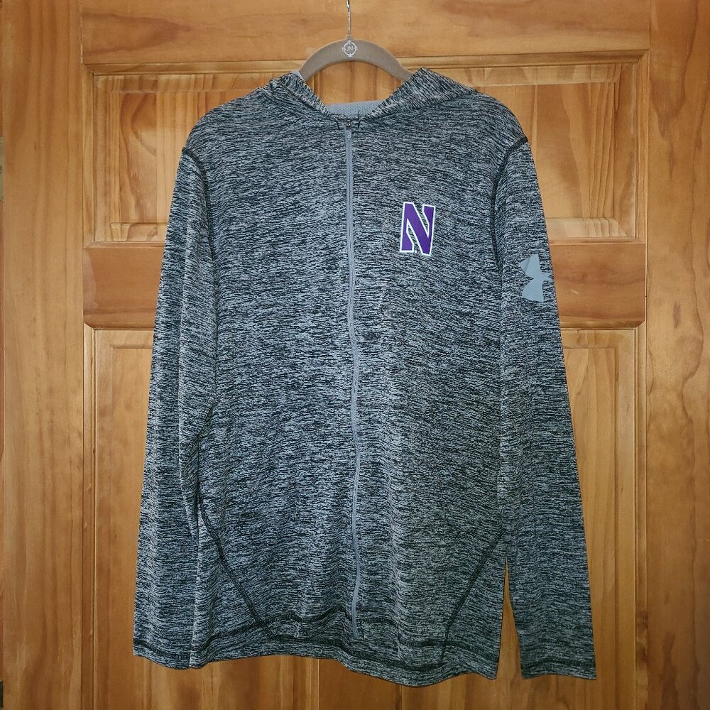 Under Armour Loose Heatgear Gray Northwestern Wildcats Full-Zip Hooded Jacket
